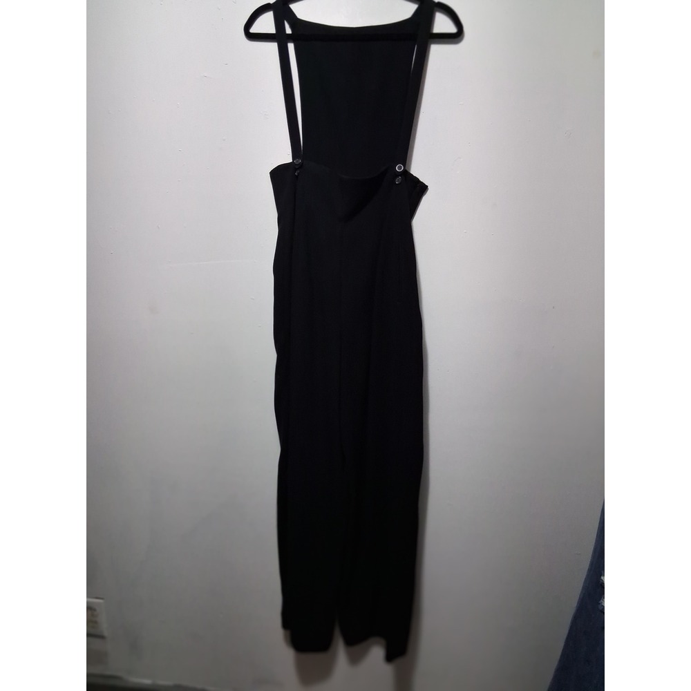 Anne Klein II Petites Vintage Black Bib Overall Jumpsuit Wide Leg ILGWU Size 10P